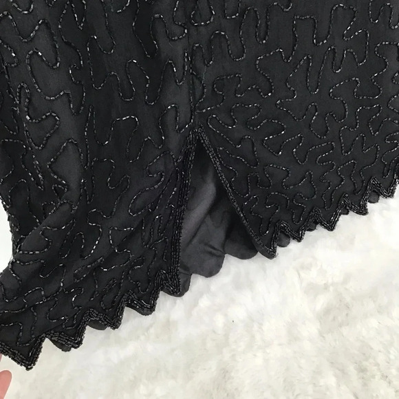 Laurence Kazar Vintage Silk Beaded Sequins Cocktail Party Dress Size Medium - Picture 6 of 11